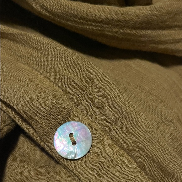 Women's Tan Wide Leg Pants with Button Detail - Picture 6 of 6